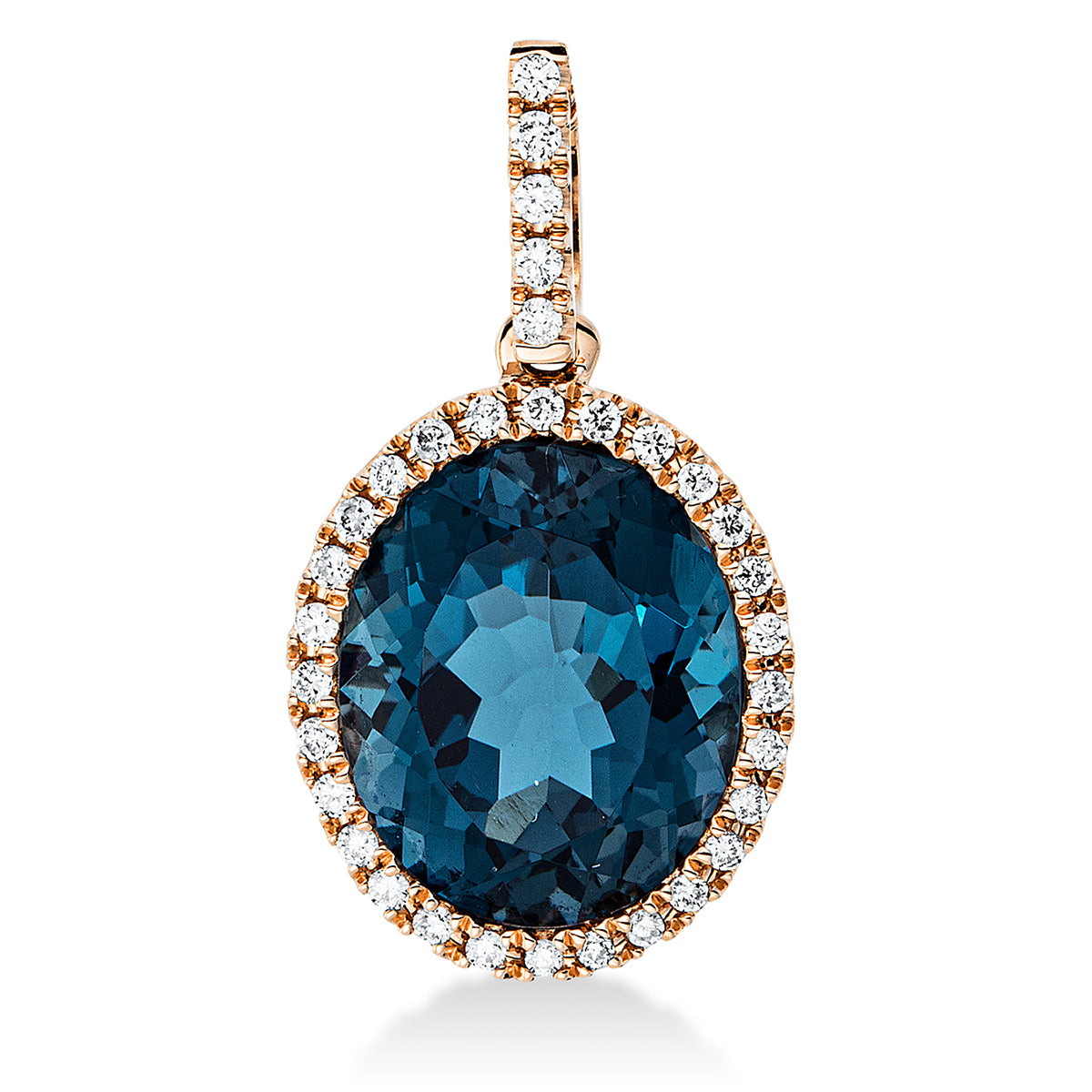 diamond full cut topaz colored stone fashion pendant in red gold