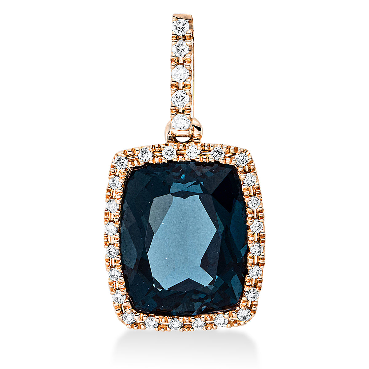 diamond full cut topaz colored stone fashion pendant in red gold