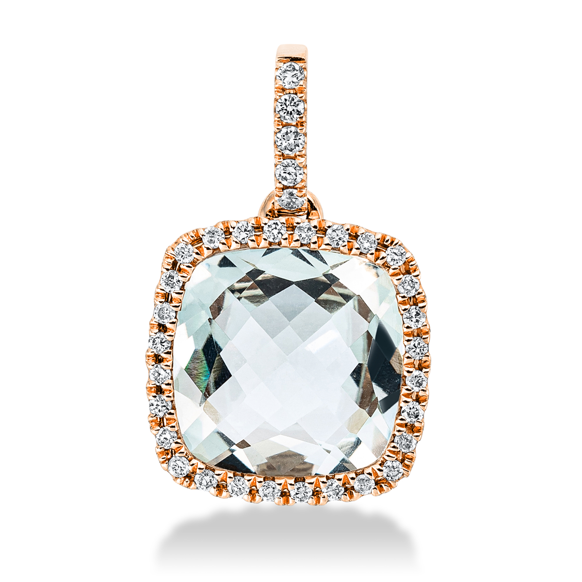 diamond full cut amethyst colored stone fashion pendant in red gold
