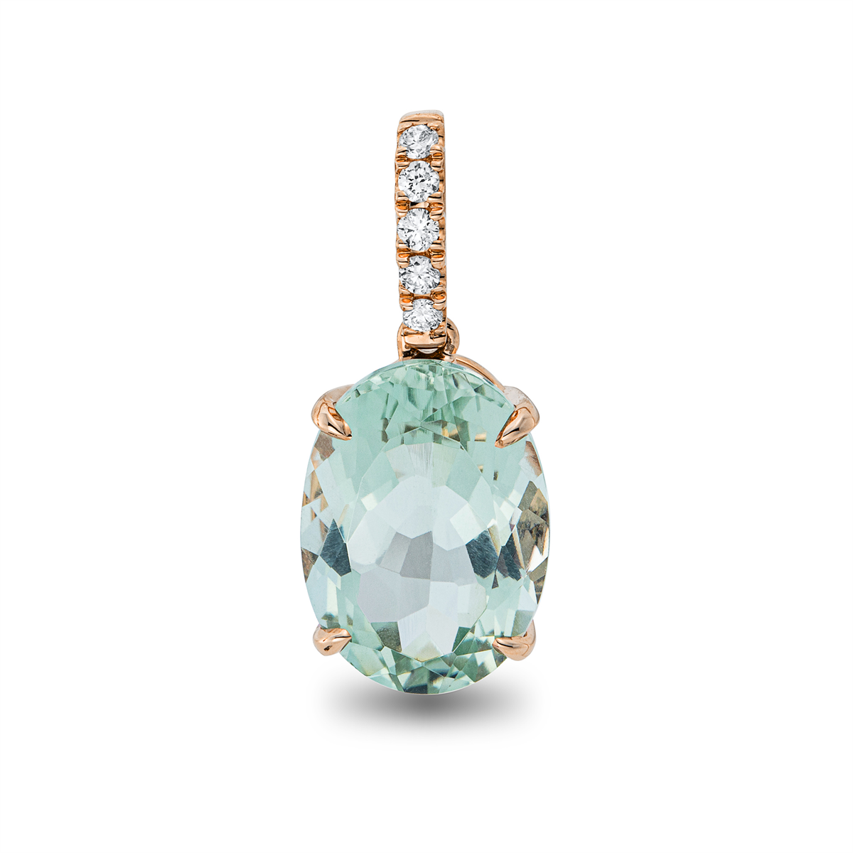 diamond full cut amethyst colored stone fashion pendant in red gold