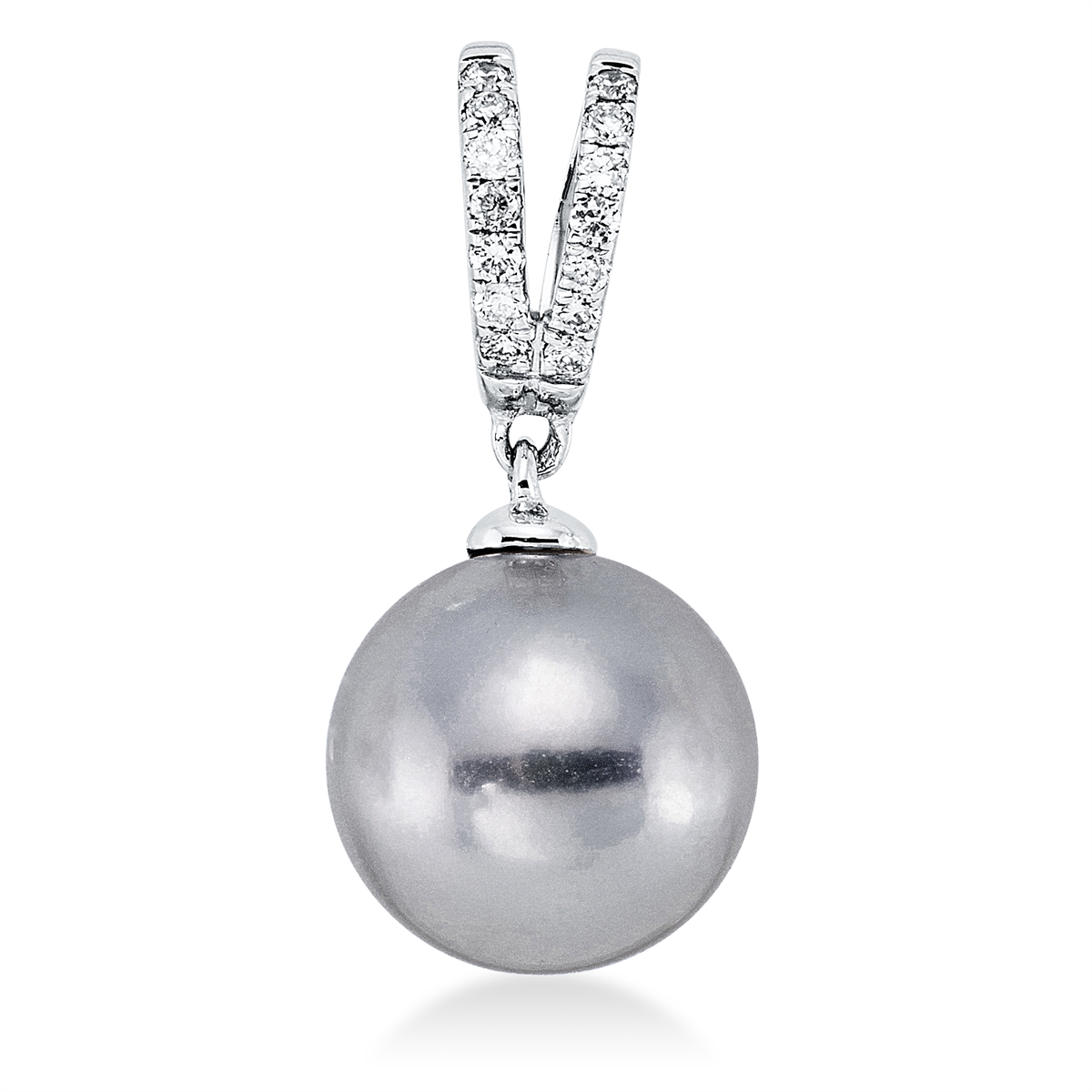 diamond full cut pearl pendant in white gold