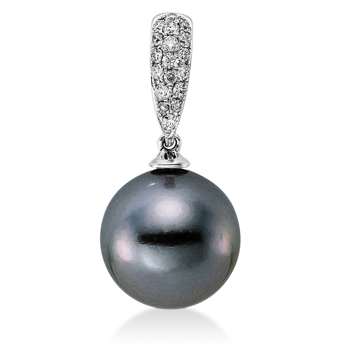 diamond full cut pearl pendant in white gold