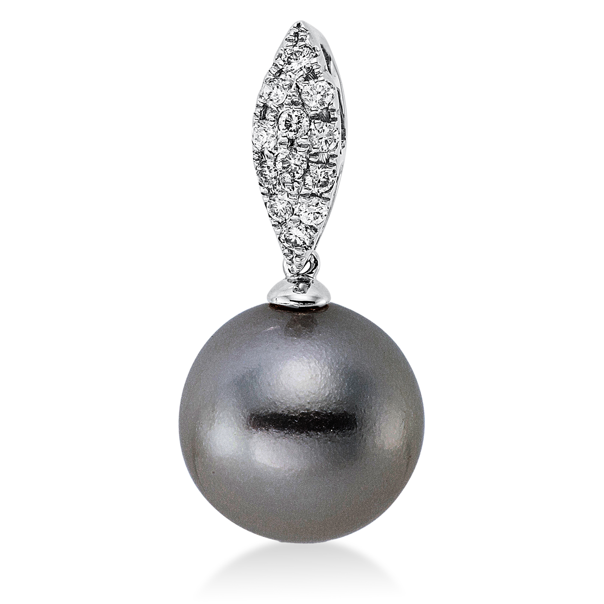 diamond full cut pearl pendant in white gold