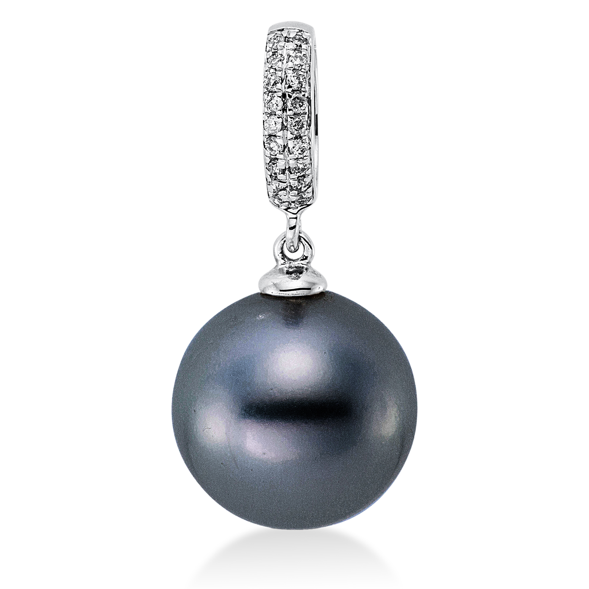 diamond full cut pearl pendant in white gold