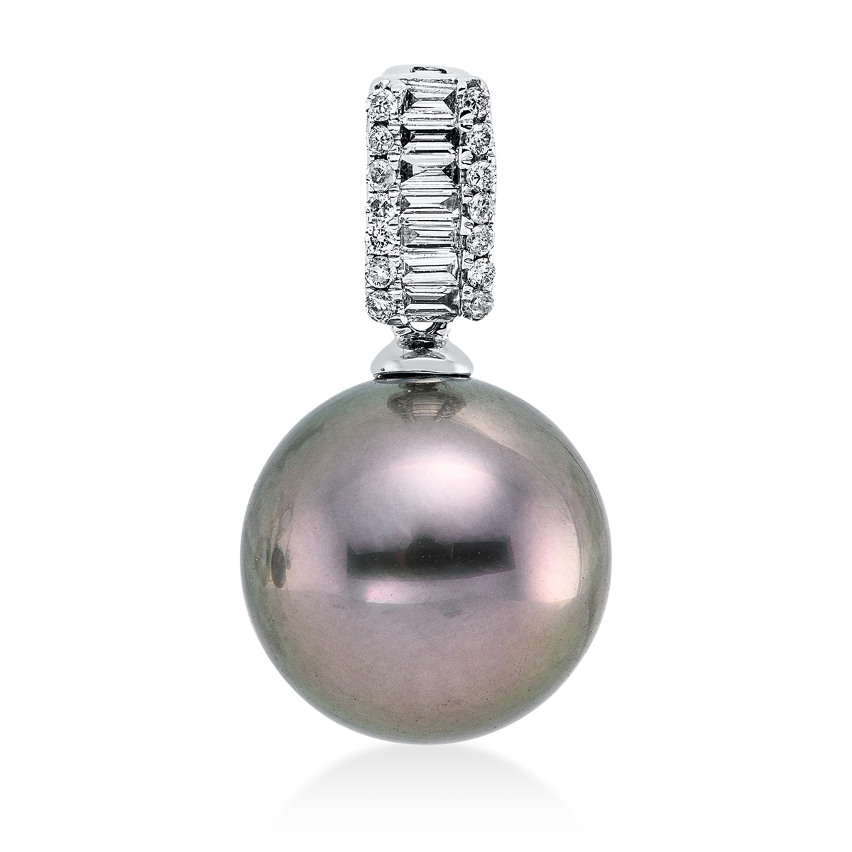 diamond full cut pearl pendant in white gold