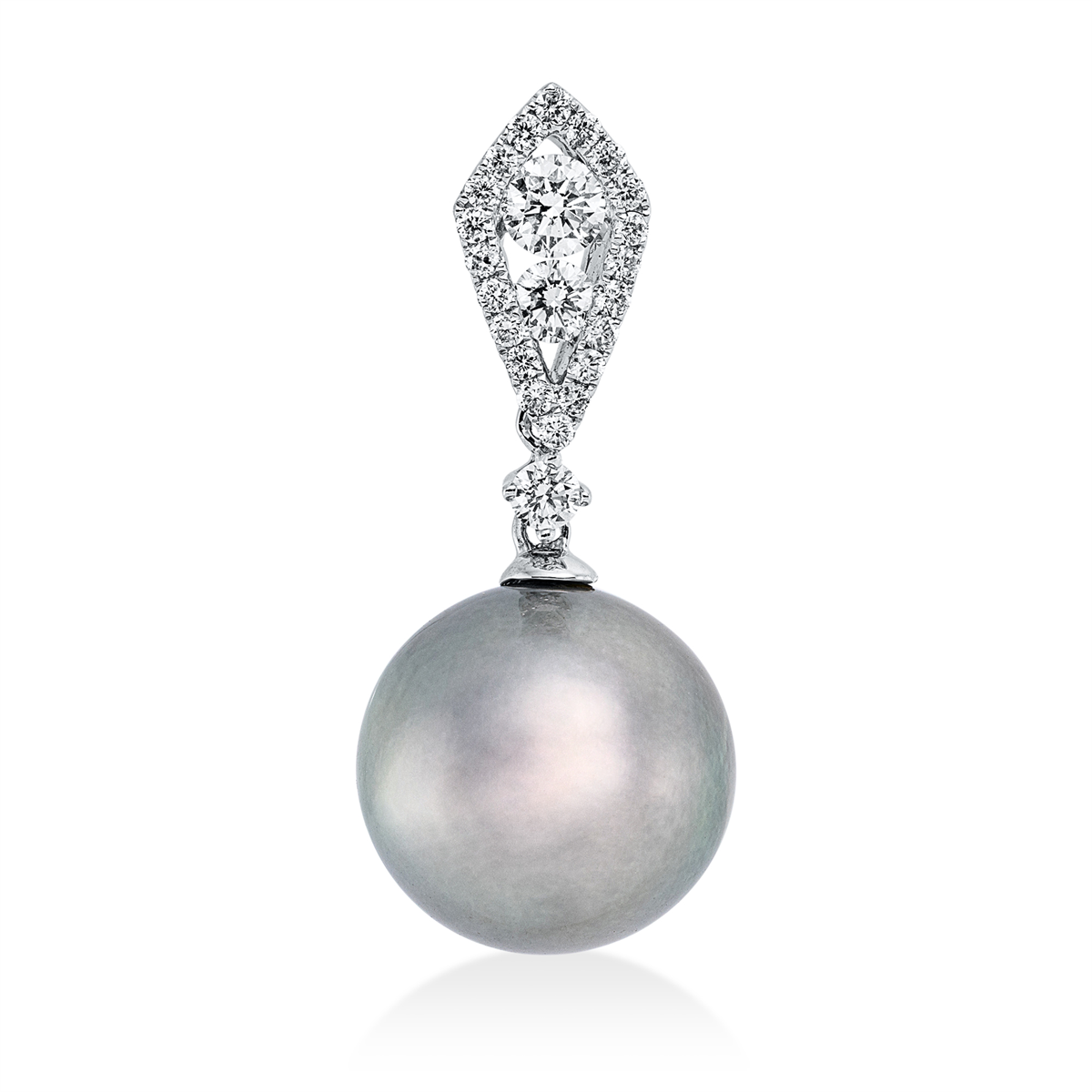 diamond full cut pearl pendant in white gold