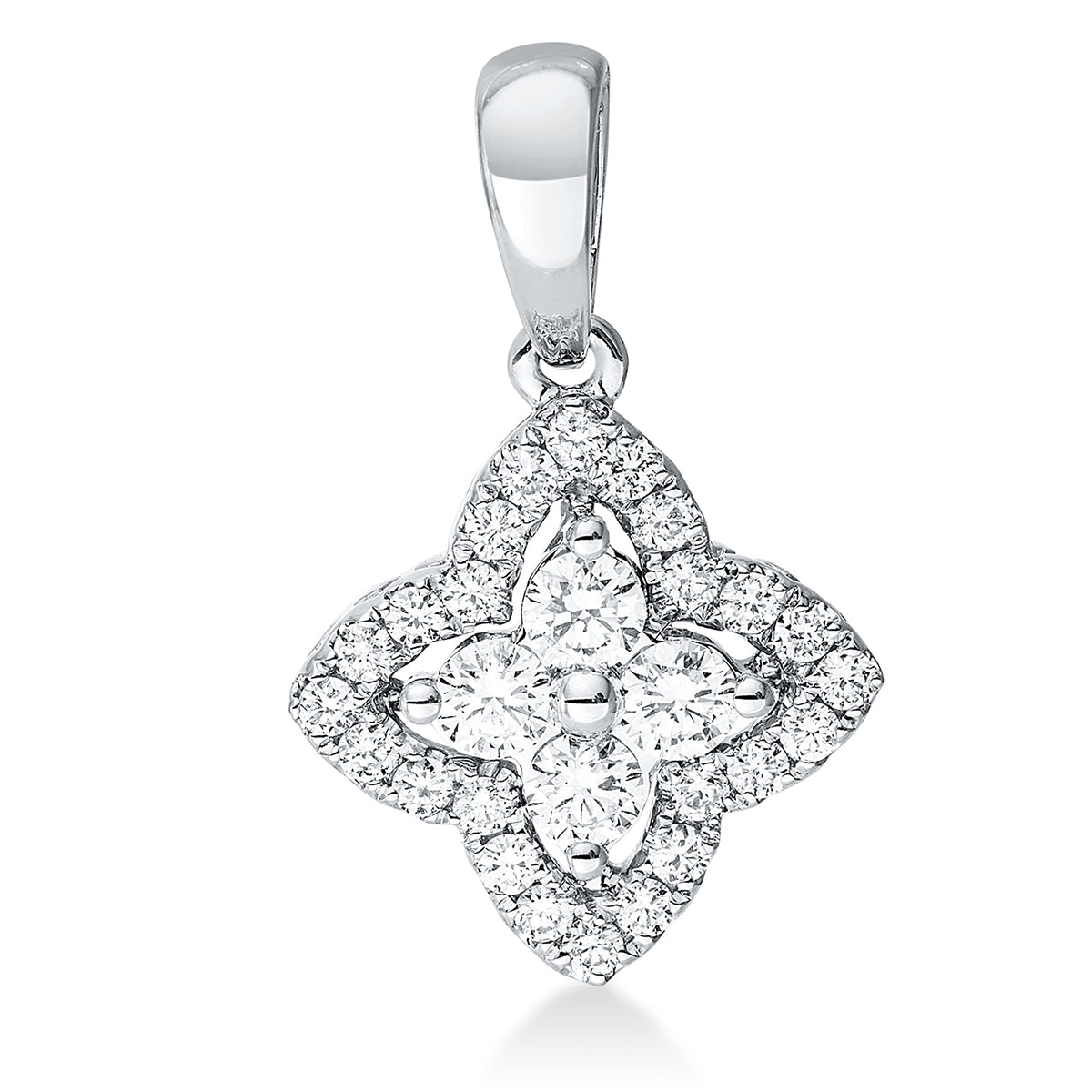 diamond full cut modern woman pendant in white gold