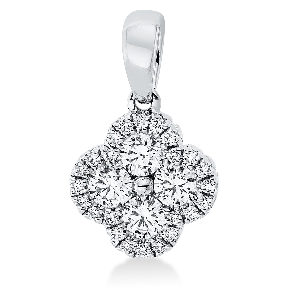 diamond full cut multi-stone pendant in white gold