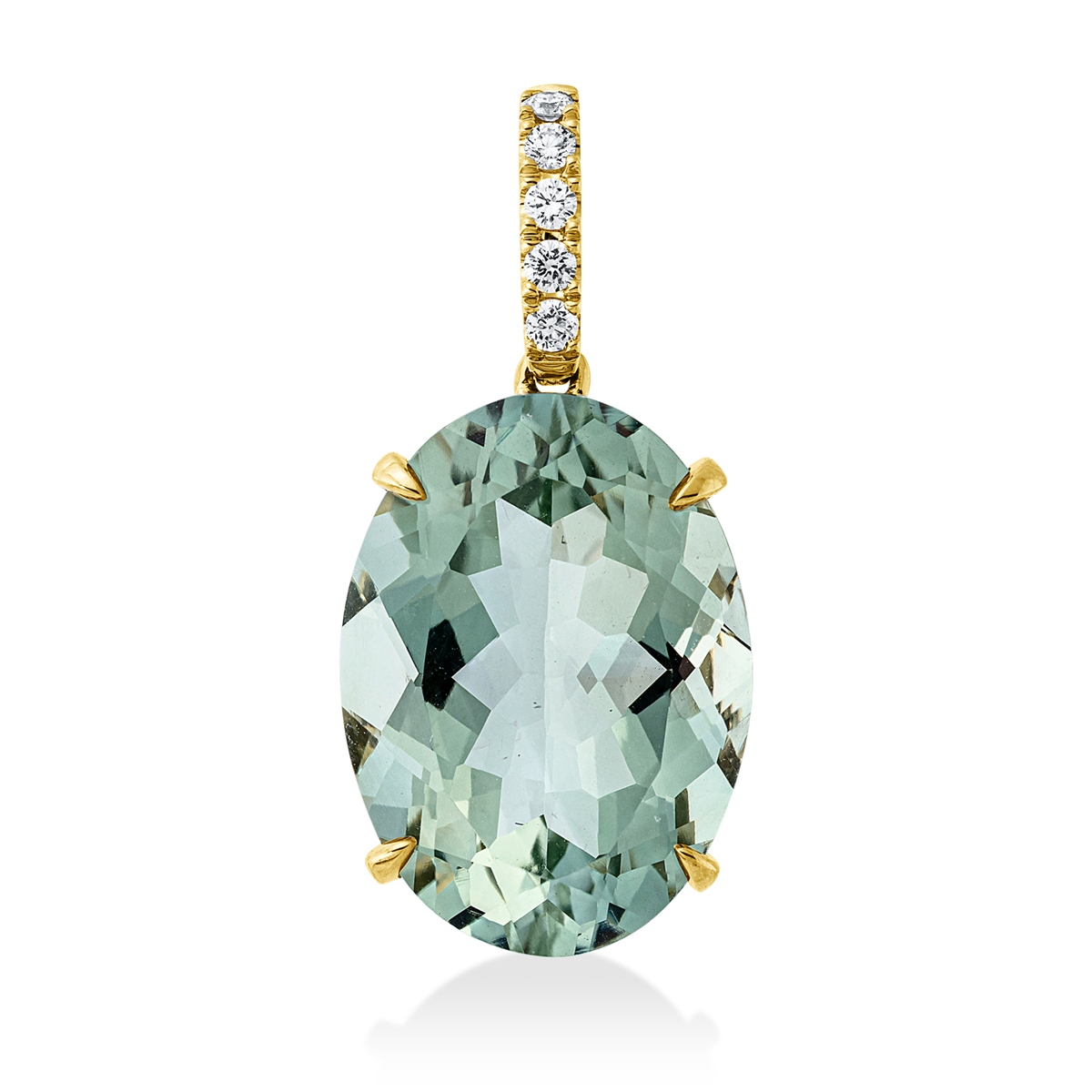 diamond full cut amethyst colored stone fashion pendant in yellow gold