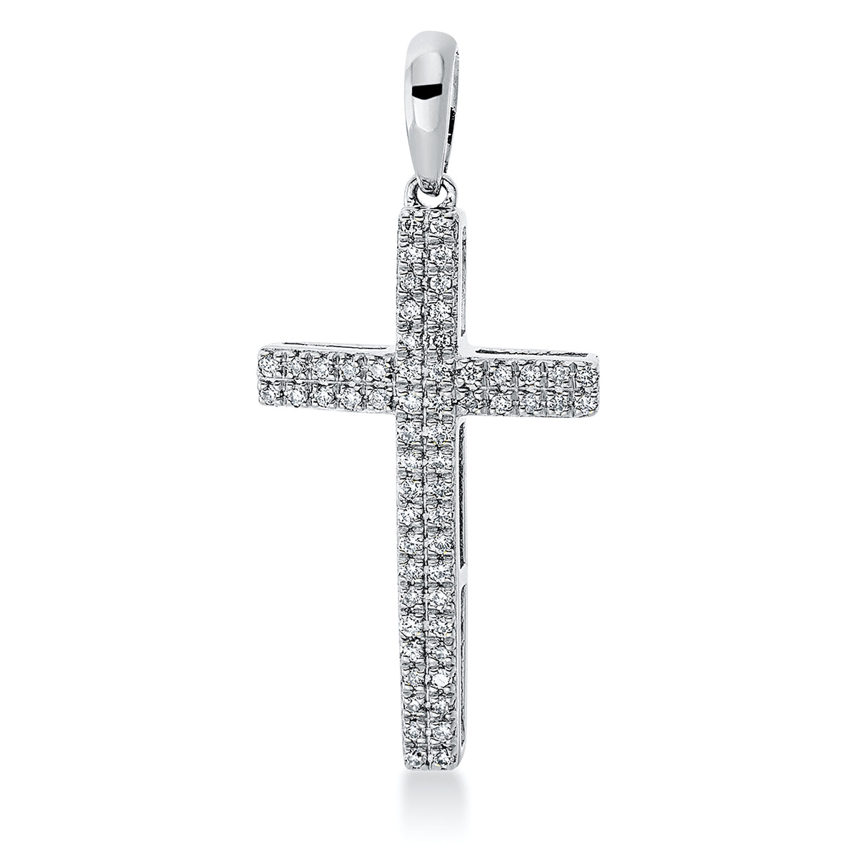 diamond full cut cross pendant in white gold