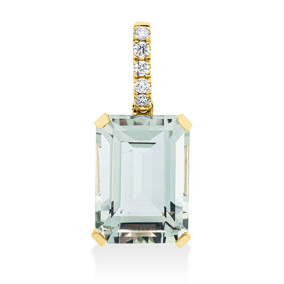 diamond full cut amethyst colored stone fashion pendant in yellow gold
