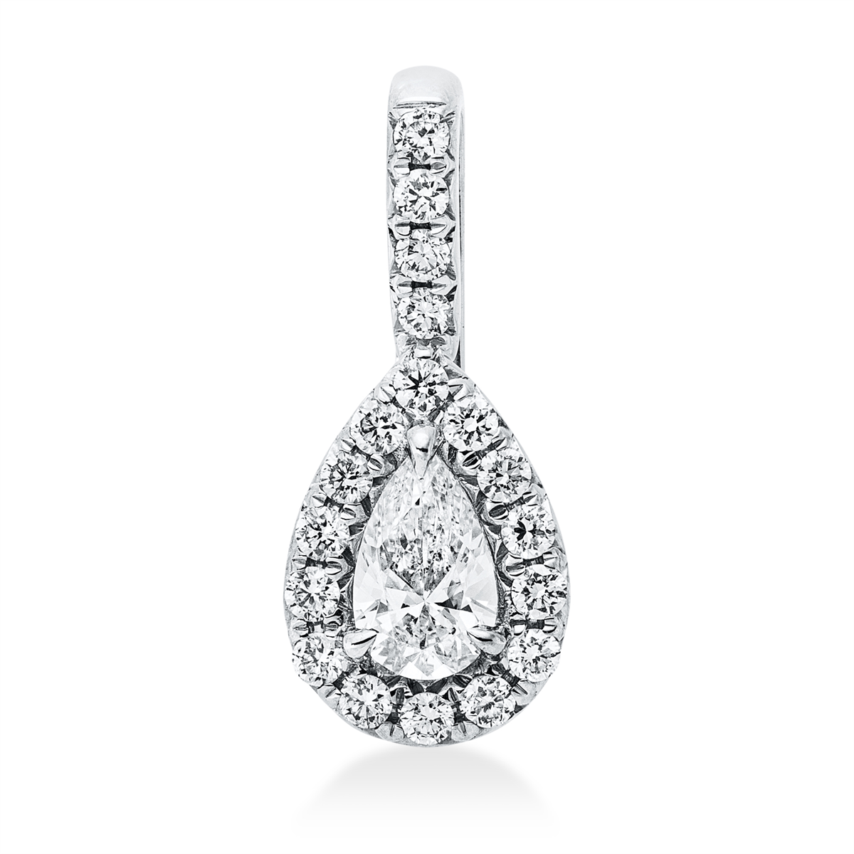 diamond full cut solitaire with accent stones pendant in white gold
