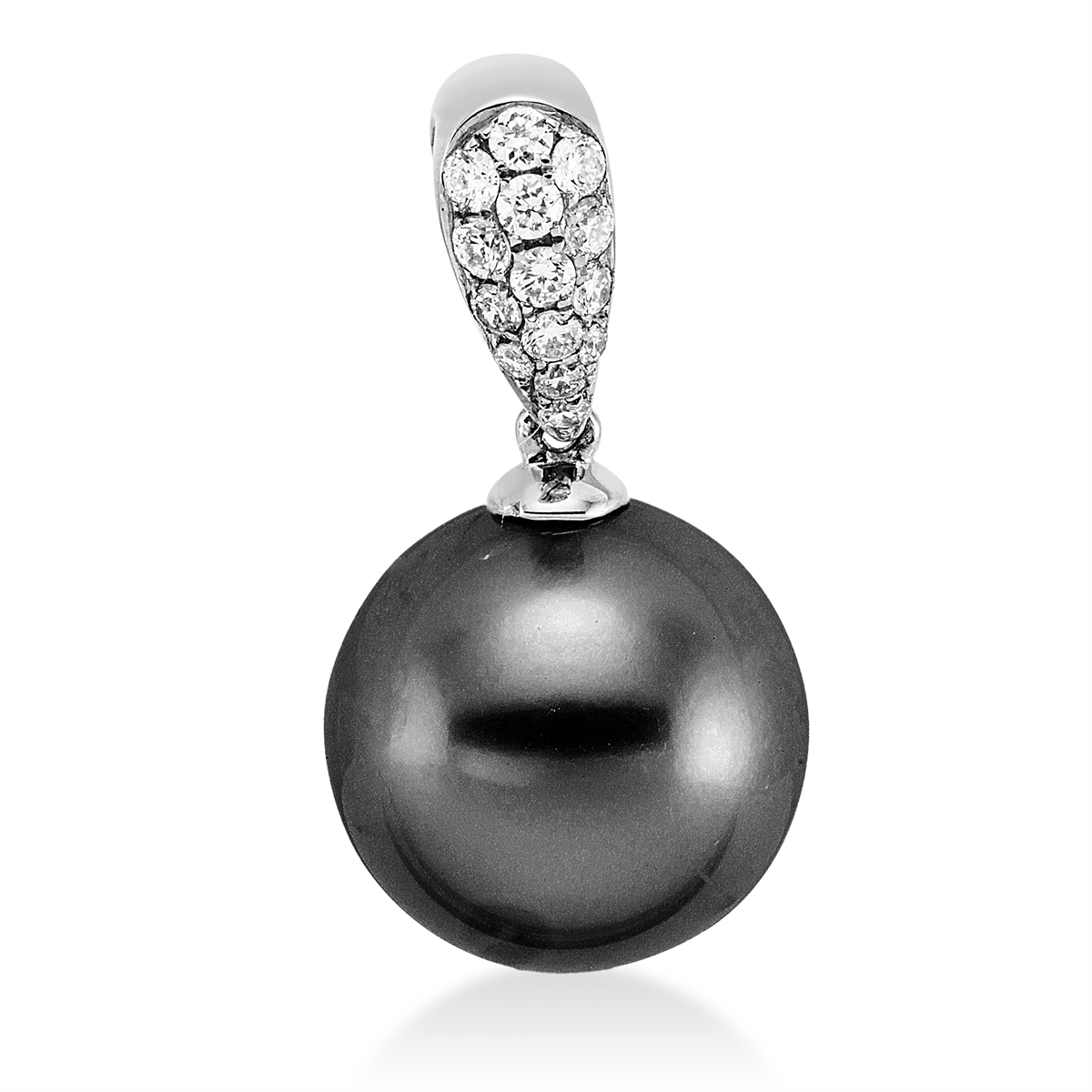 diamond full cut pearl pendant in white gold