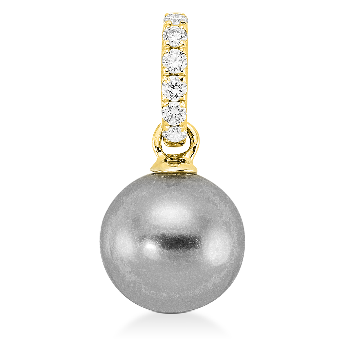 diamond full cut pearl pendant in yellow gold
