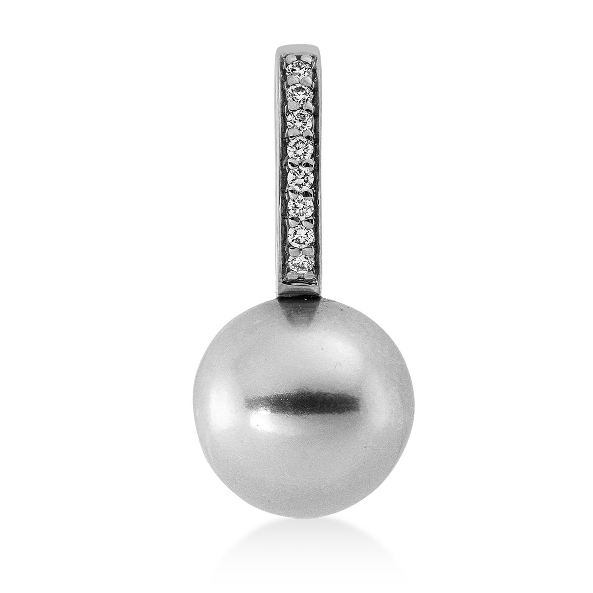 diamond full cut pearl pendant in white gold