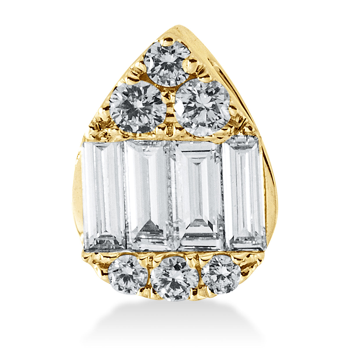 diamond full cut baguette illusion pendant in yellow gold