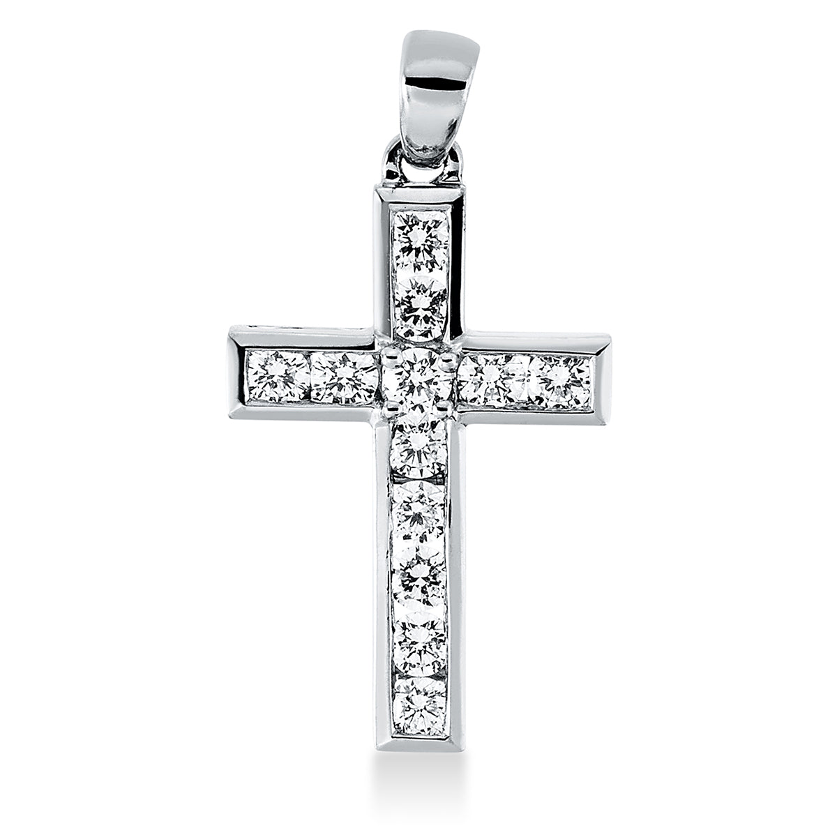 diamond full cut cross pendant in white gold