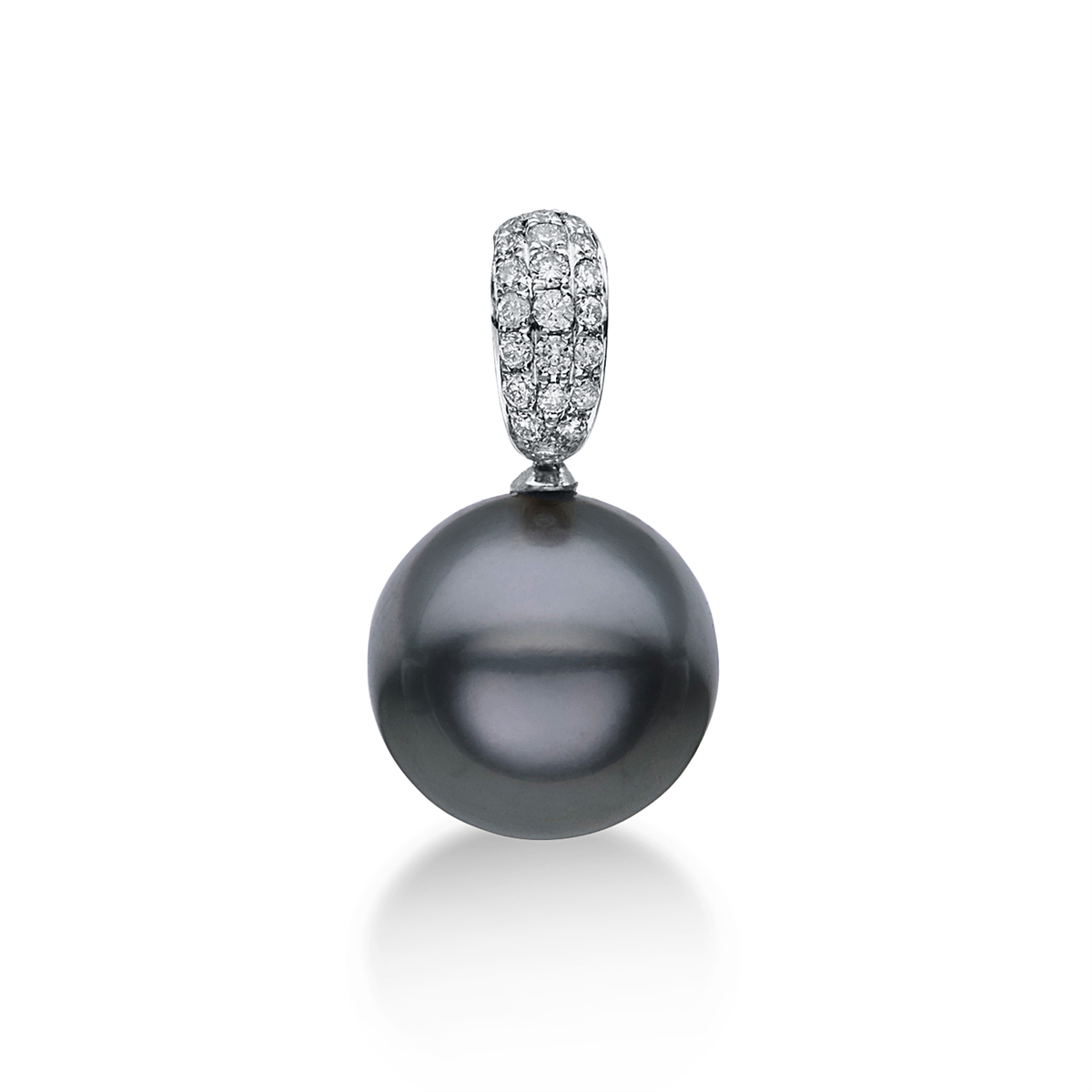 diamond full cut pearl pendant in white gold