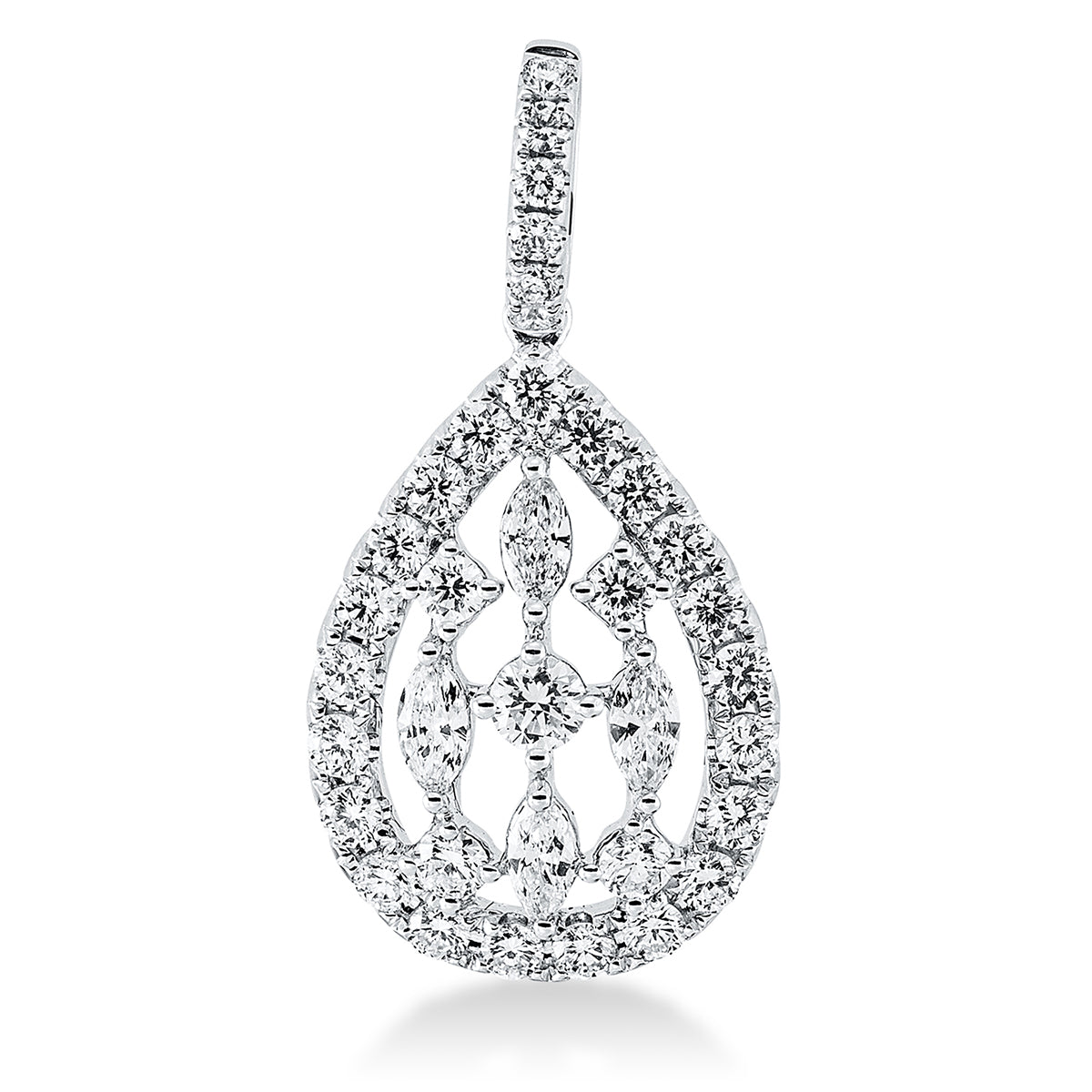 diamond full cut modern woman pendant in white gold