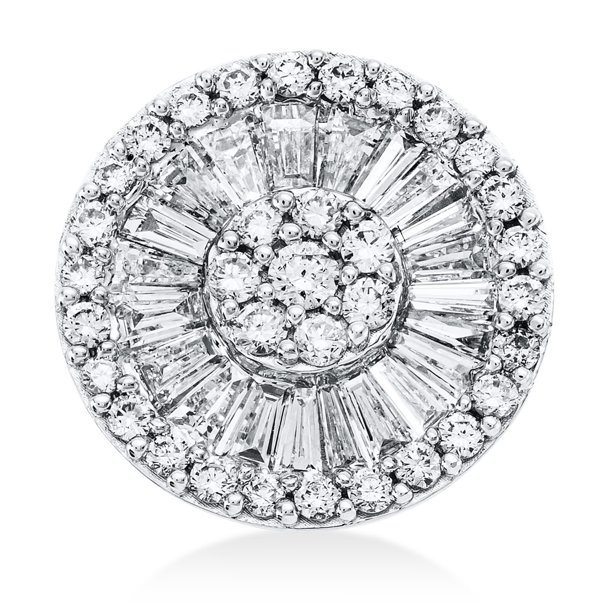 taper baguette illusion pendant in white gold