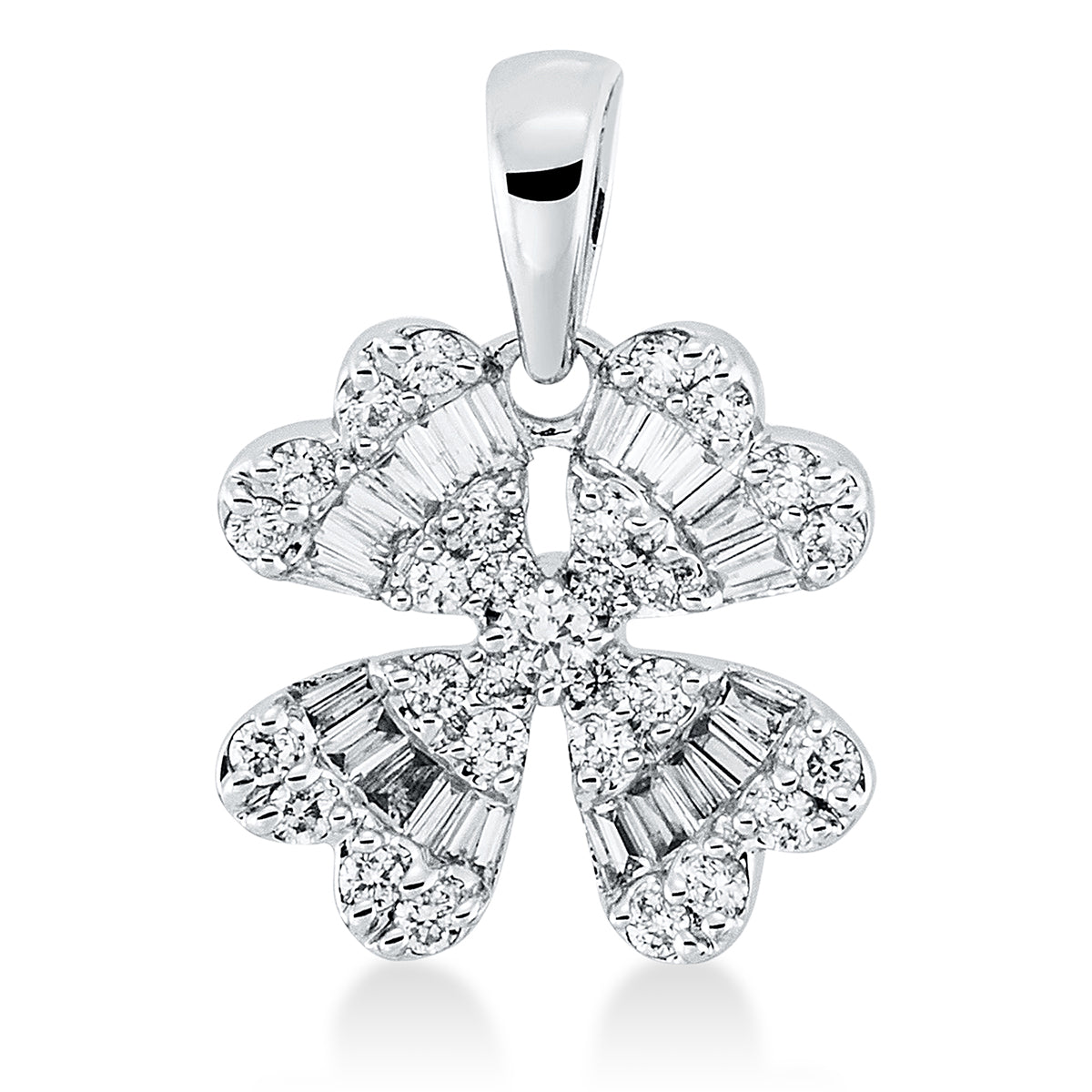 diamond full cut baguette pendant in white gold