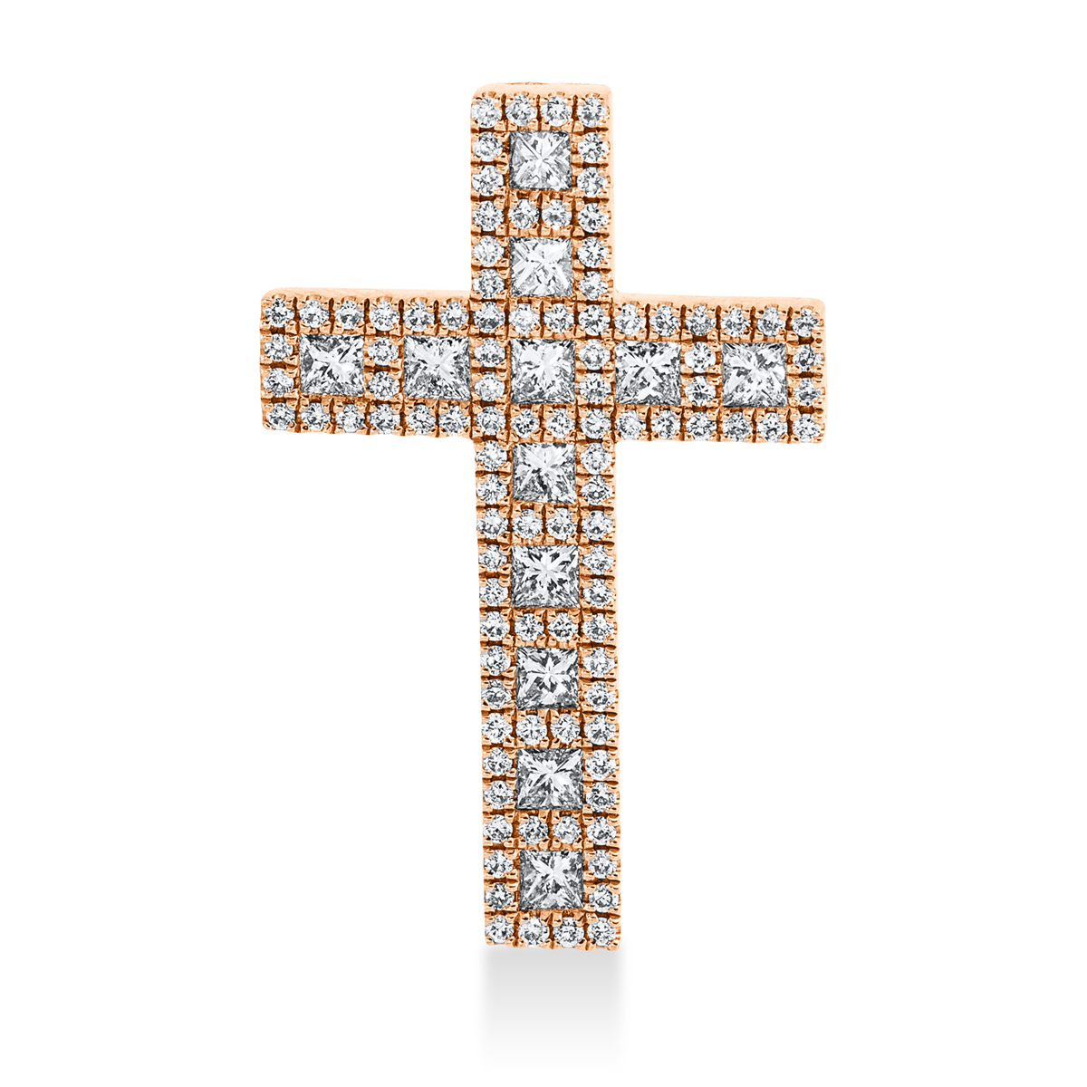diamond full cut cross pendant in red gold