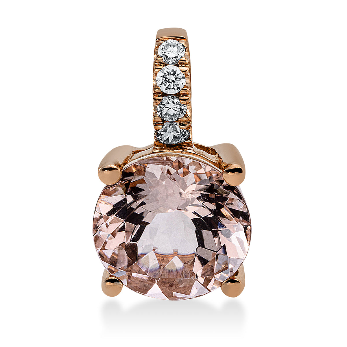 diamond full cut morganite colored stone fashion pendant in red gold