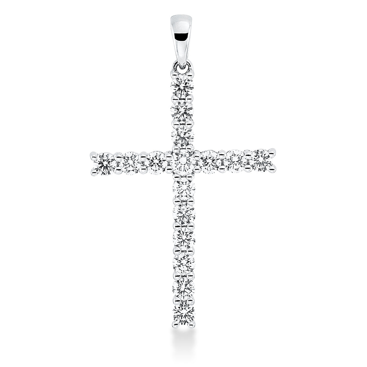 diamond full cut cross pendant in white gold