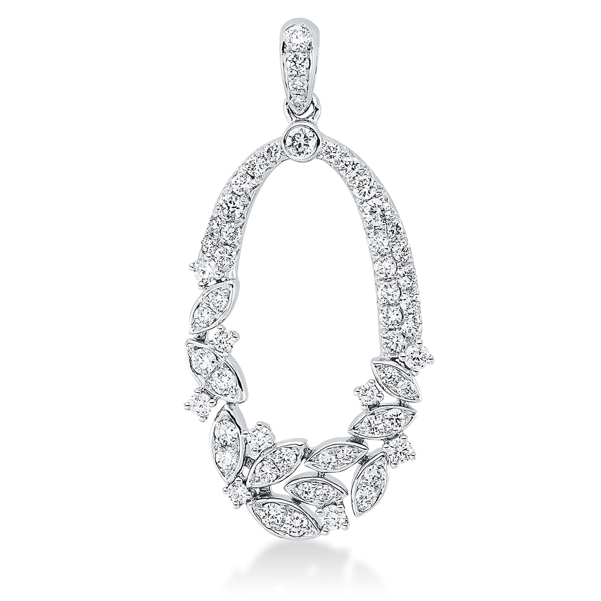 diamond full cut modern woman pendant in white gold