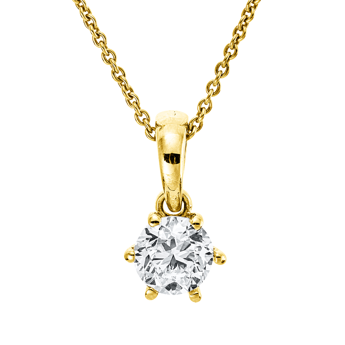 diamond full cut solitaire pendant in yellow gold