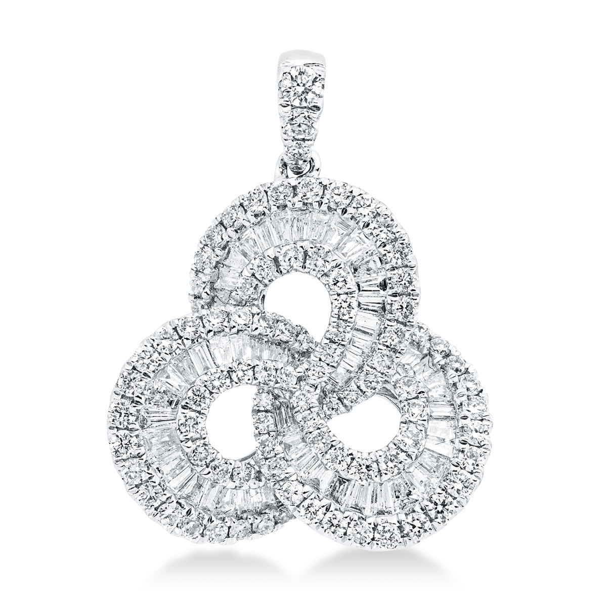diamond full cut baguette pendant in white gold