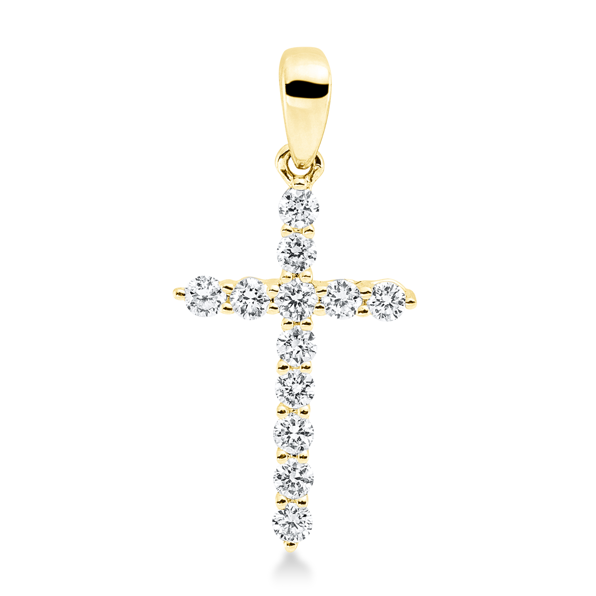 diamond full cut cross pendant in yellow gold