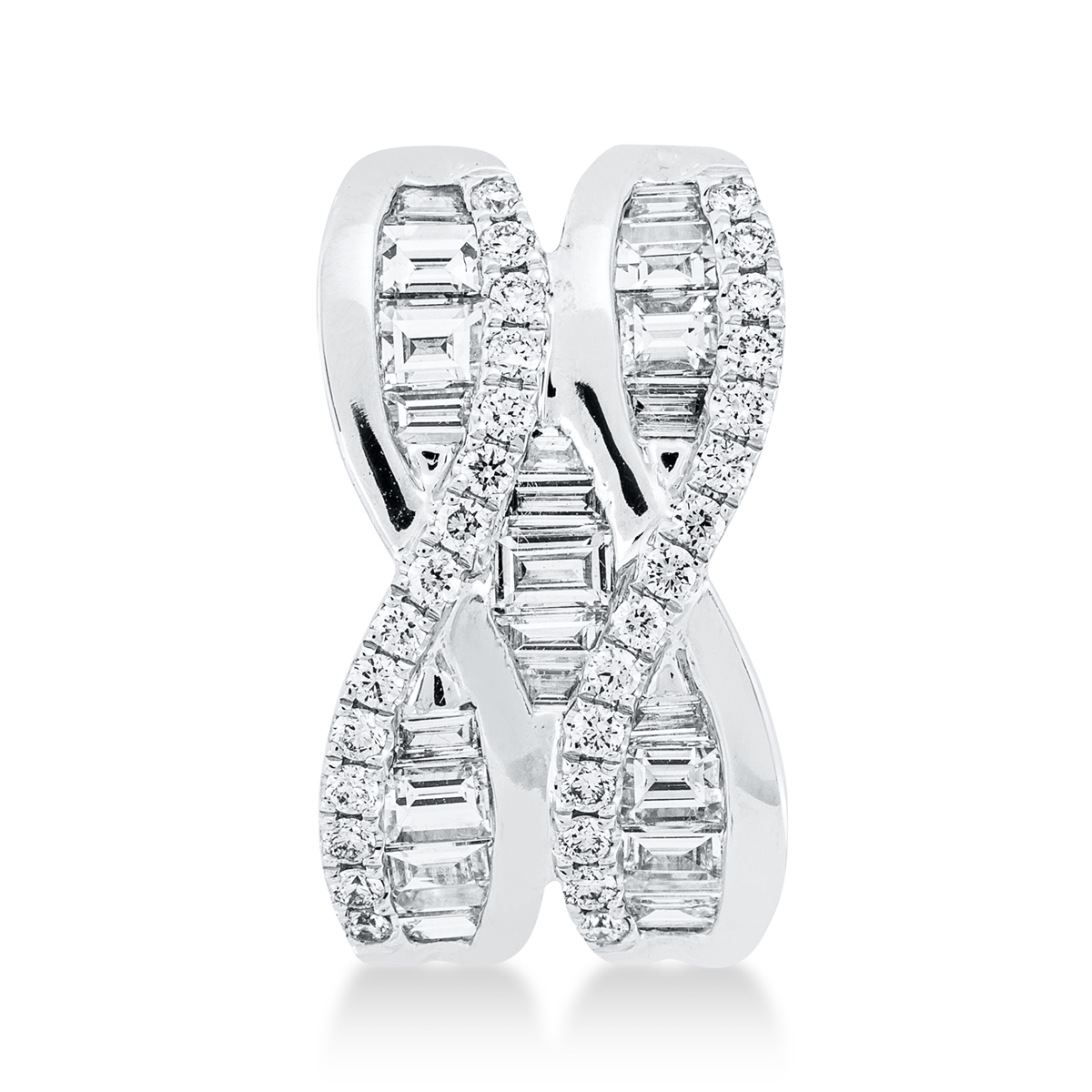 diamond full cut baguette pendant in white gold