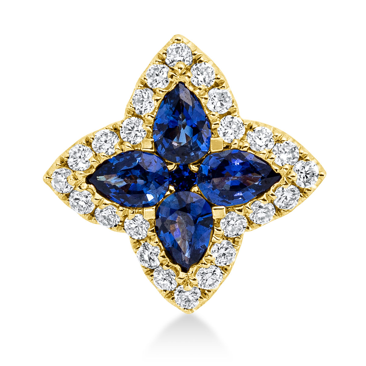 diamond full cut sapphire colored stone classic pendant in yellow gold