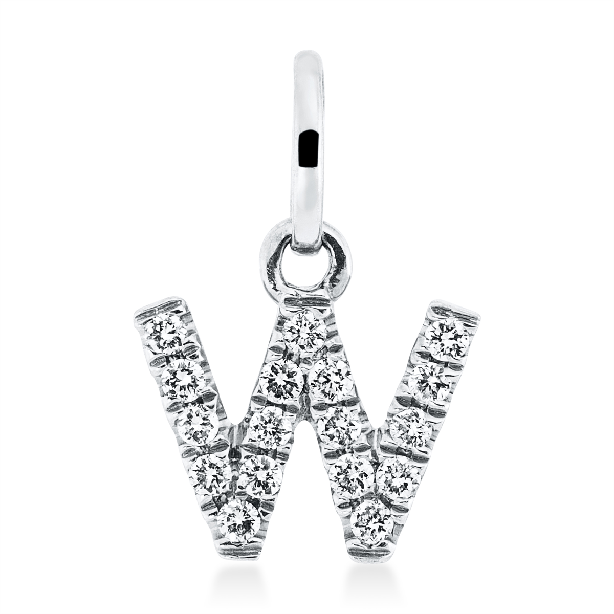 diamond full cut letter pendant in white gold