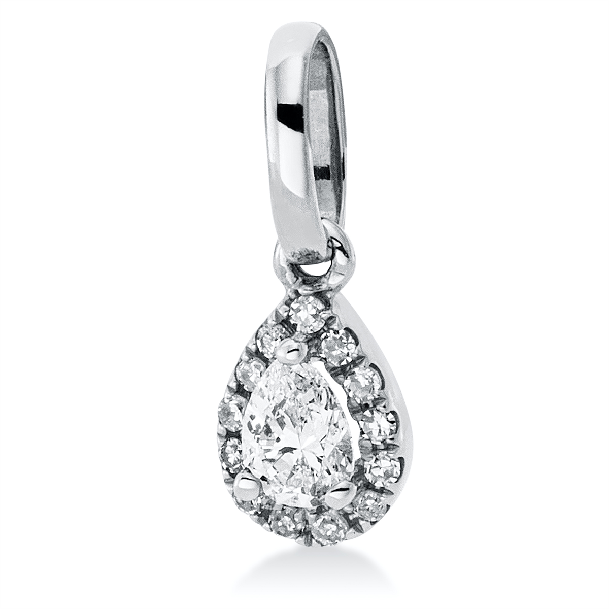 diamond single cut solitaire with accent stones pendant in white gold