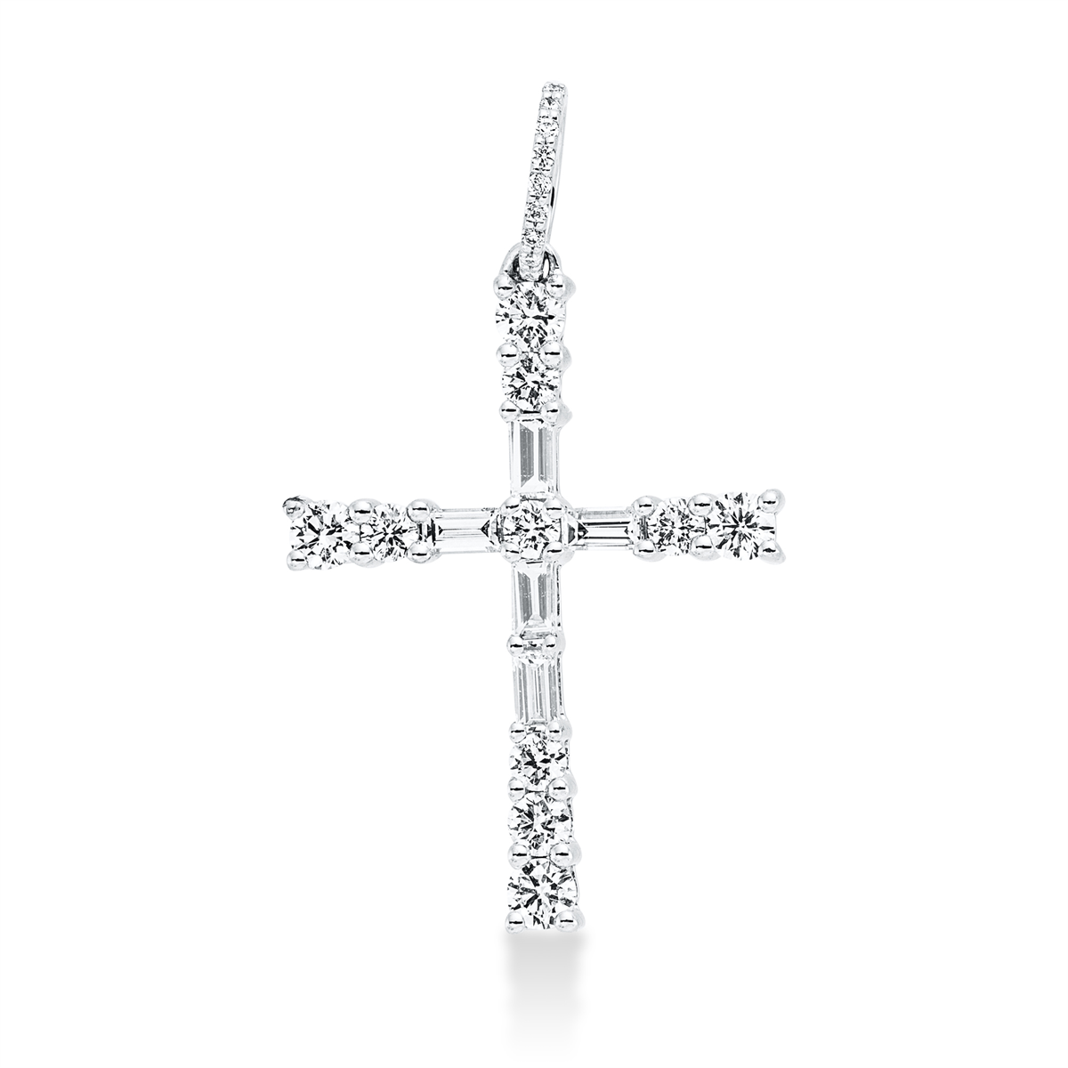 fantasy-cut cross pendant in white gold
