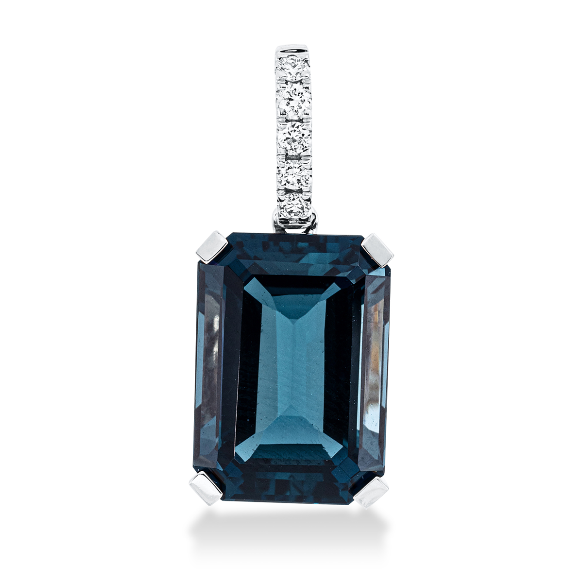 diamond full cut topaz colored stone fashion pendant in white gold