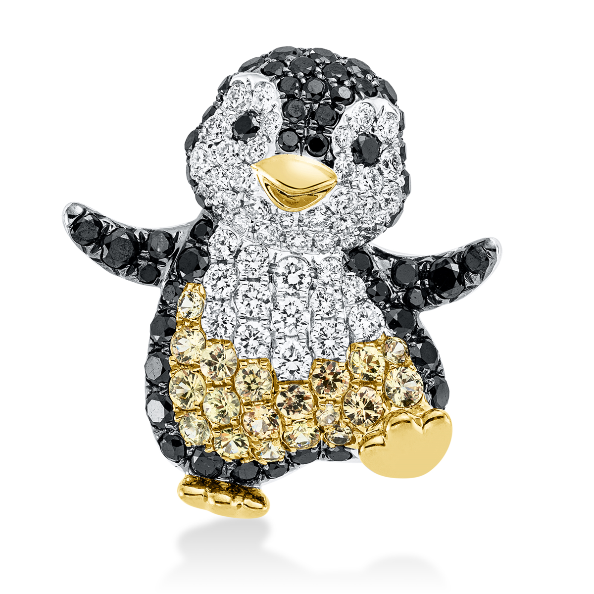 diamond full cut sapphire animal pendant in white gold / yellow gold