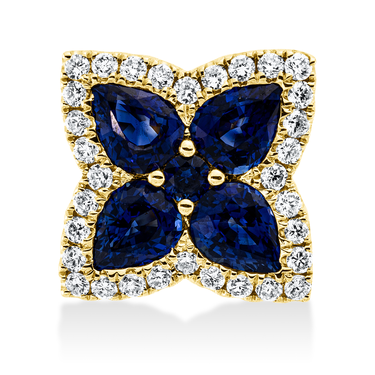 diamond full cut sapphire colored stone classic pendant in yellow gold