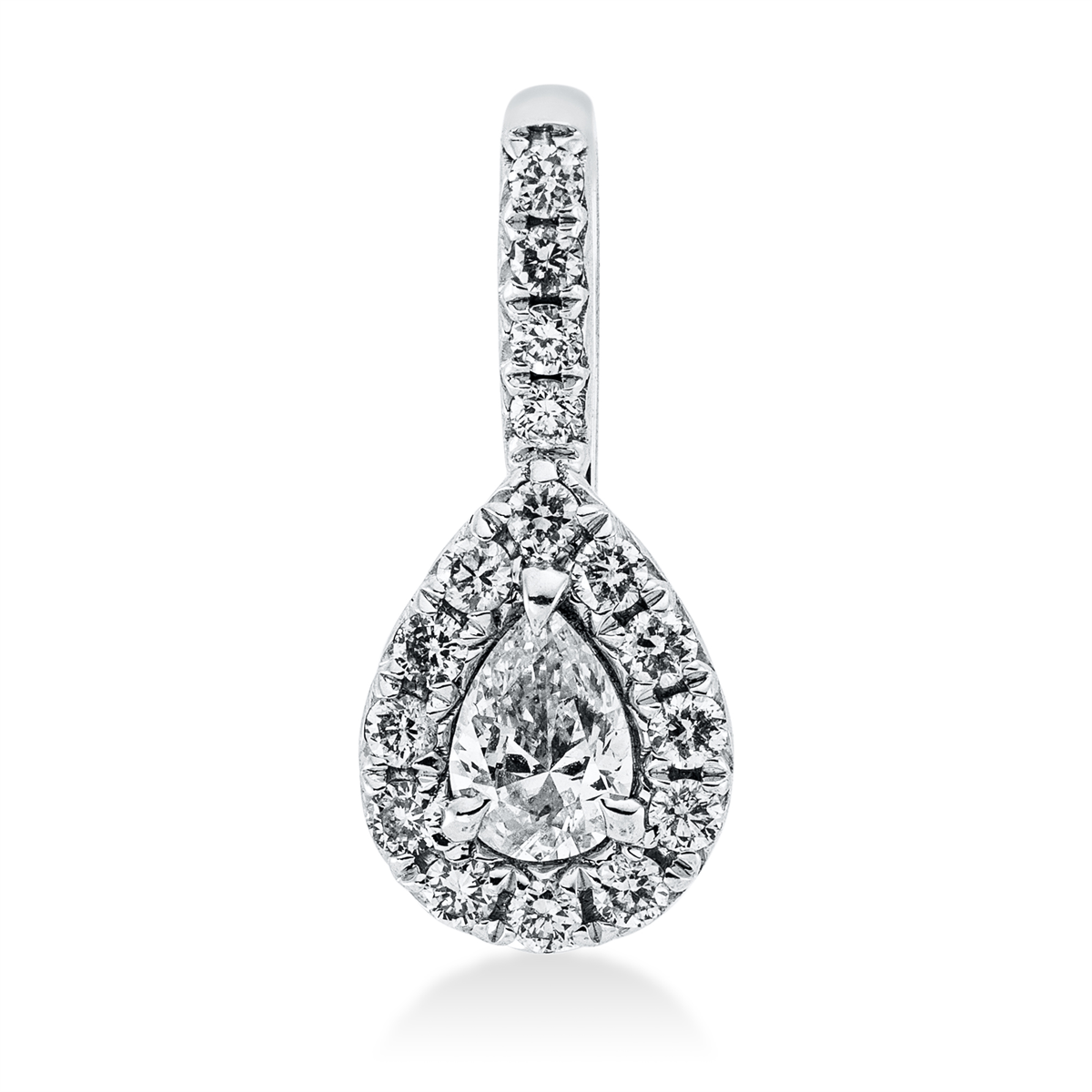 diamond full cut solitaire with accent stones pendant in white gold