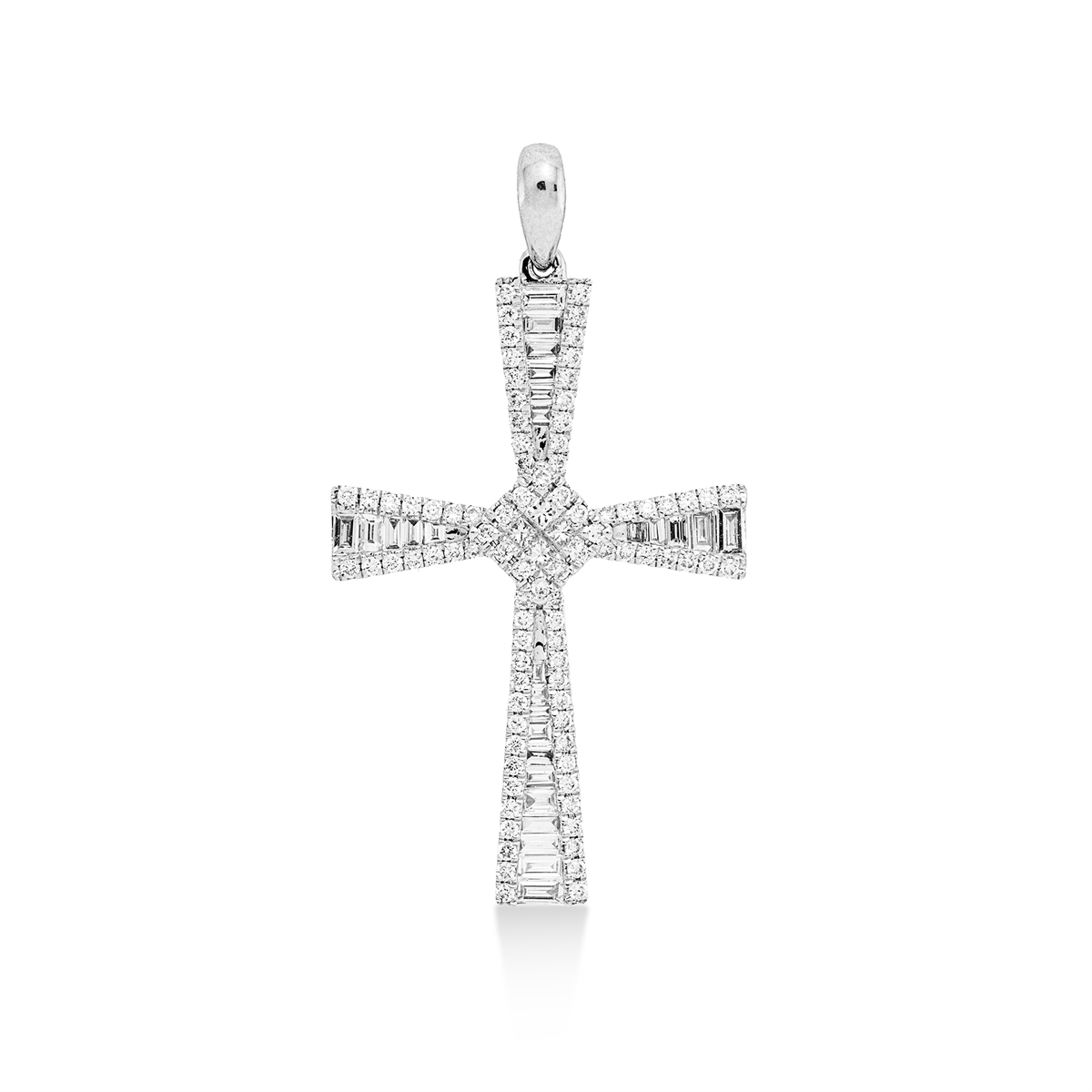 diamond full cut baguette pendant in white gold