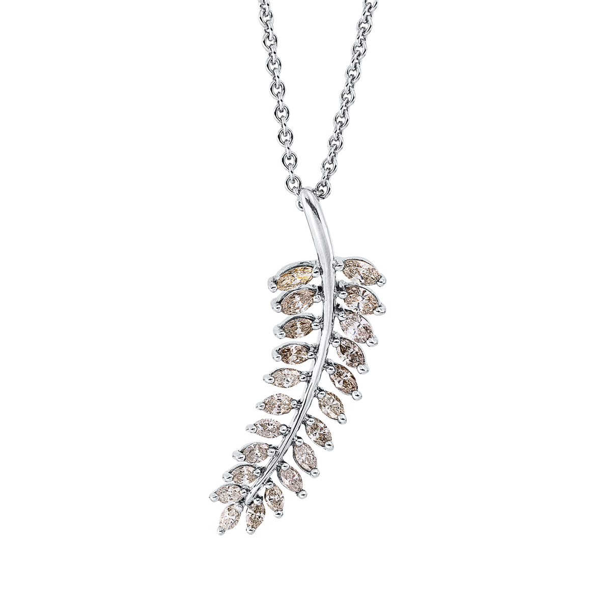marquise fancy colored diamond pendant in white gold