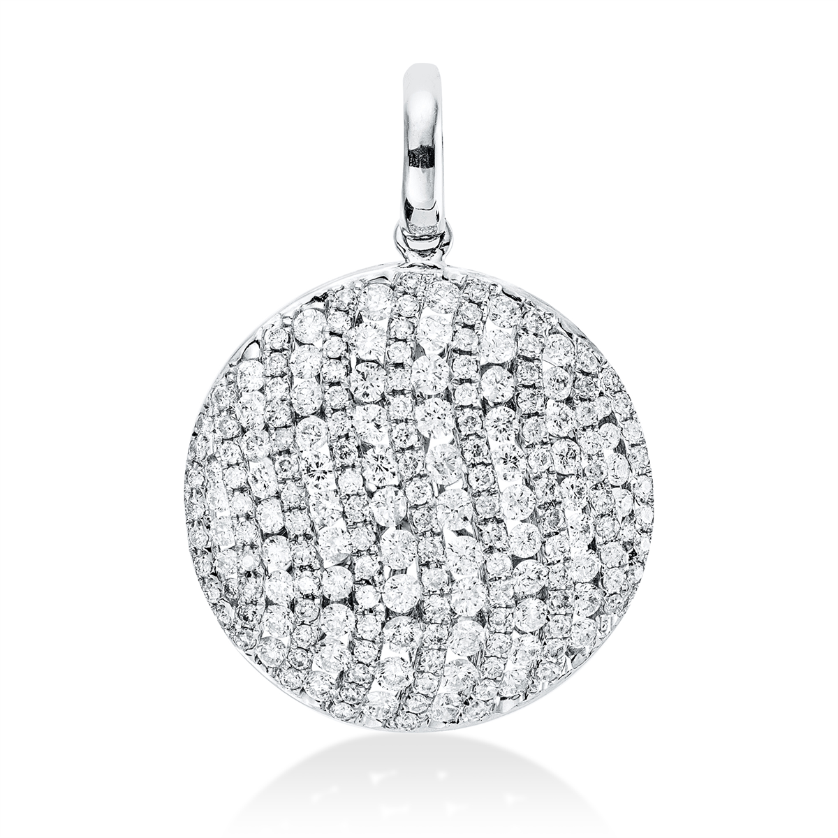 diamond full cut modern woman pendant in white gold