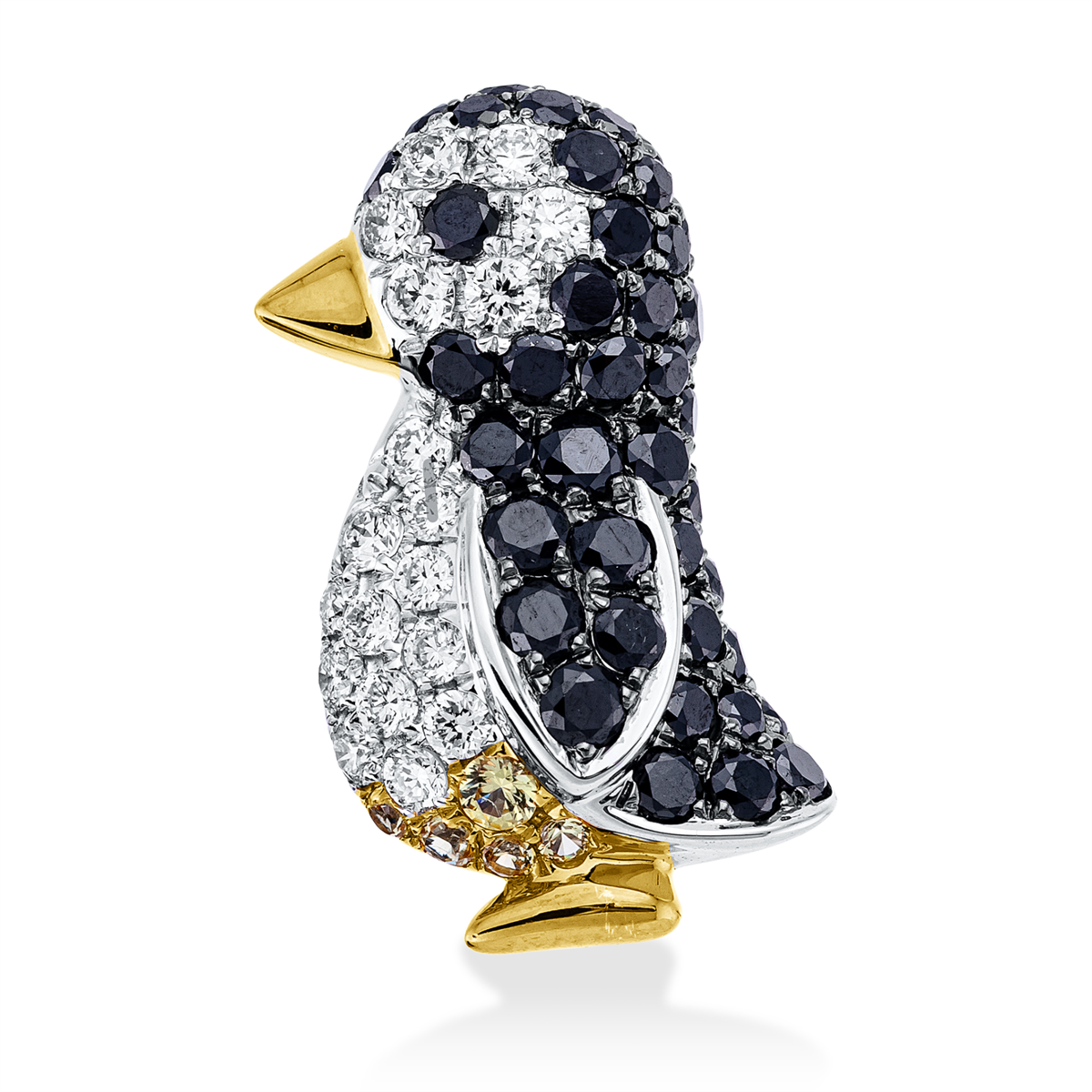 diamond full cut sapphire animal pendant in white gold / yellow gold