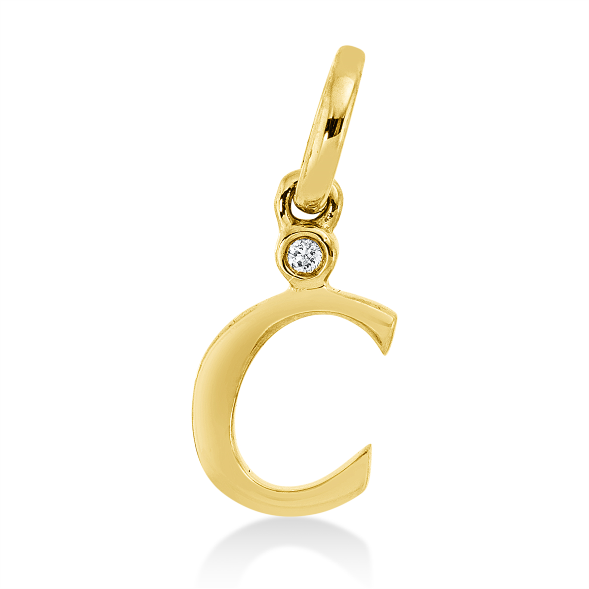 diamond full cut letter pendant in yellow gold