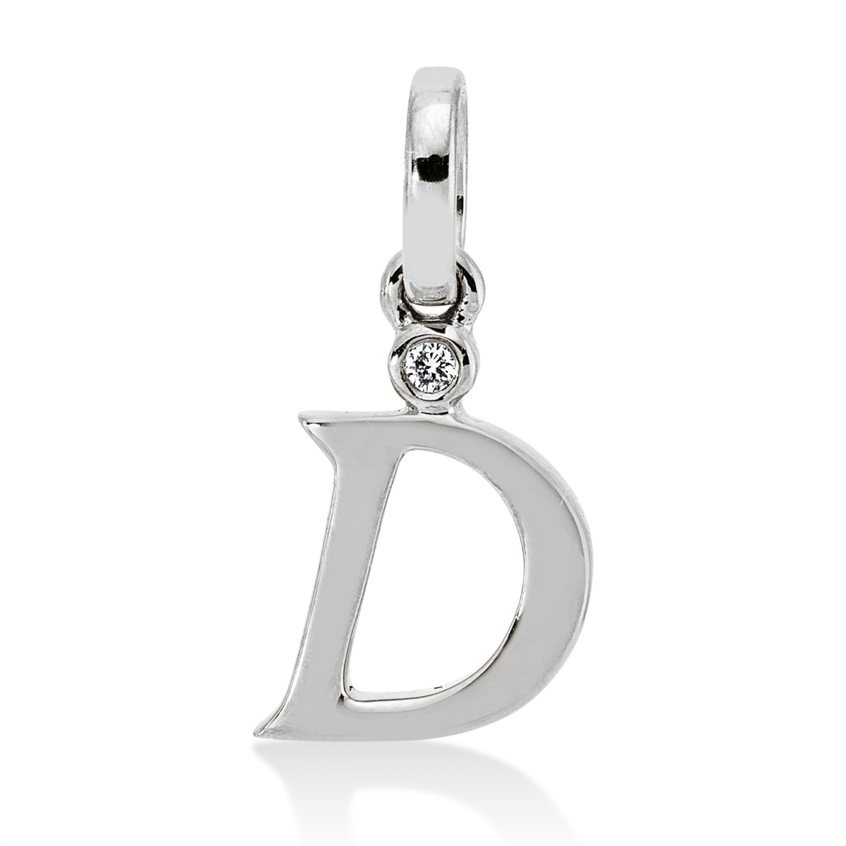 diamond full cut letter pendant in white gold