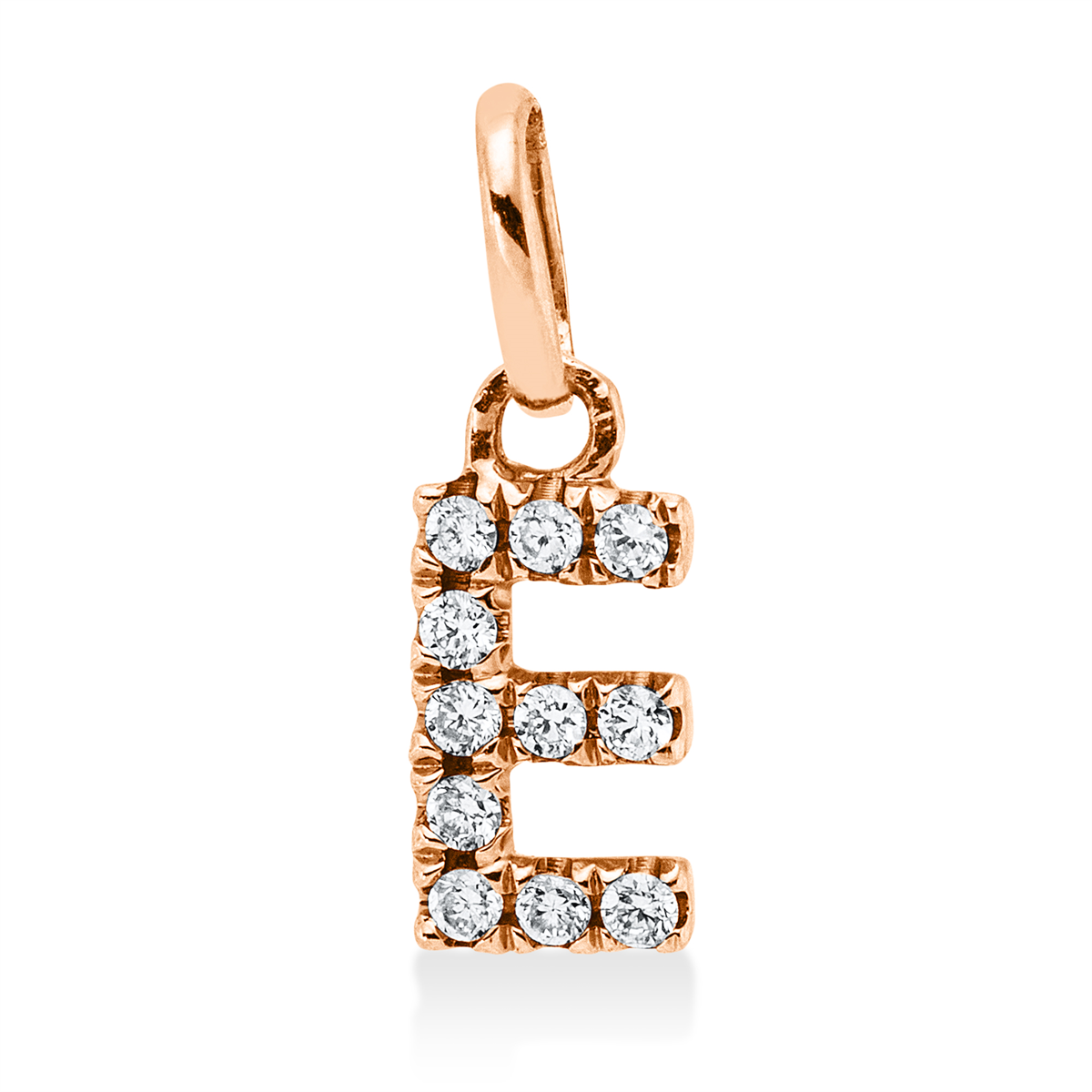diamond full cut letter pendant in red gold