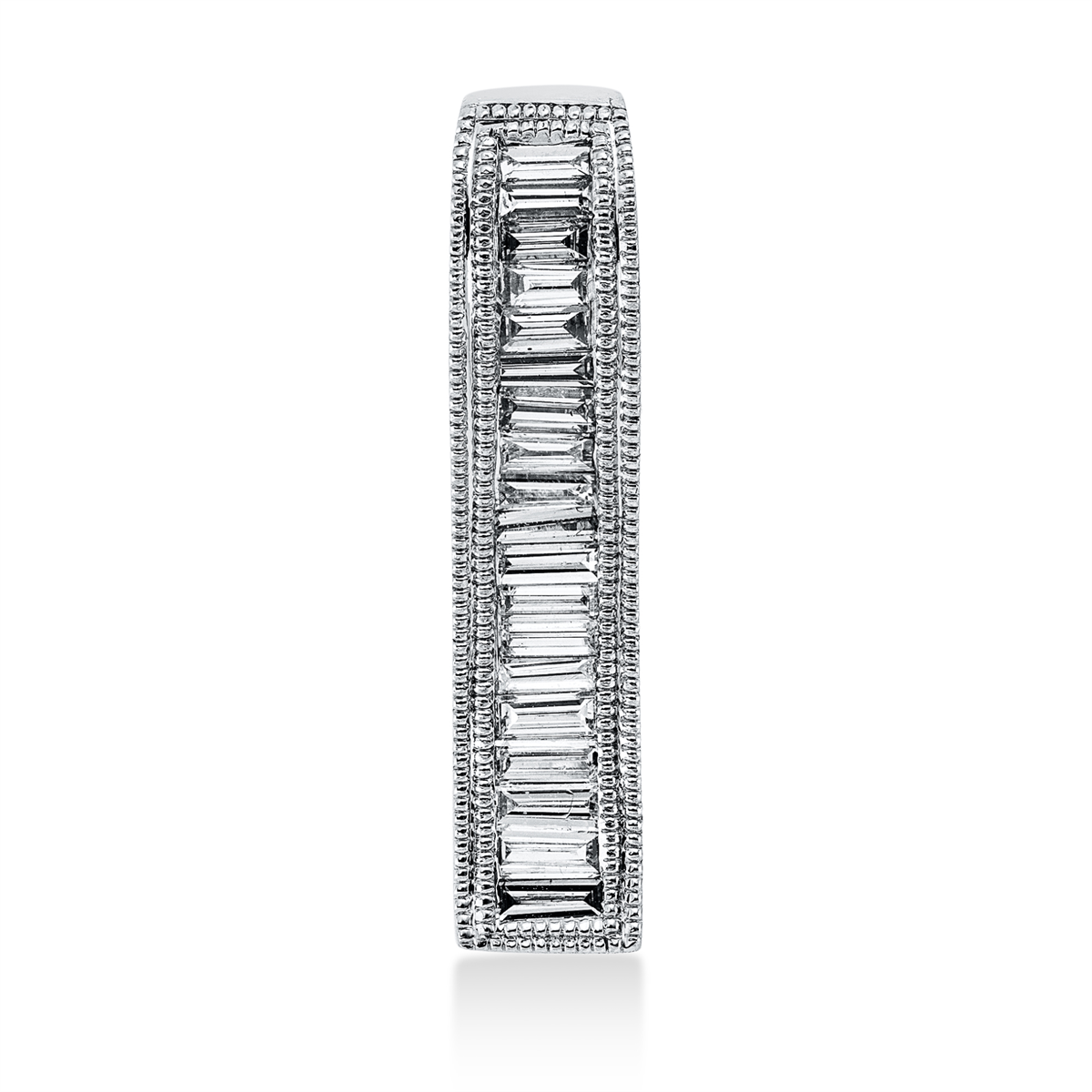 taper baguette pendant in white gold