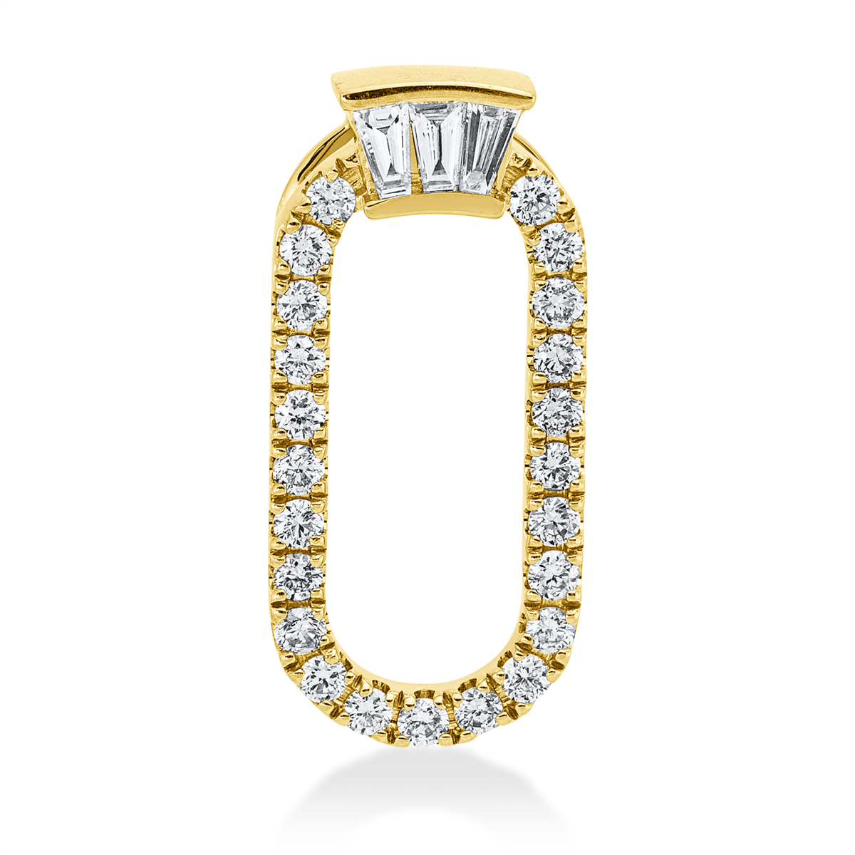 diamond full cut baguette pendant in yellow gold